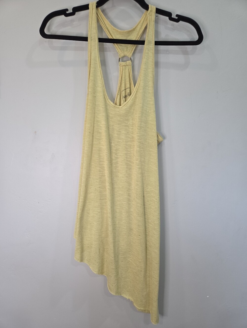 We The Free People Tank Top Size Medium Racer Back Asymmetrical Yellow Heathered